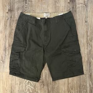 Weatherproof Vintage Cargo Shorts Olive Regular Fit Cotton Button Pockets Men